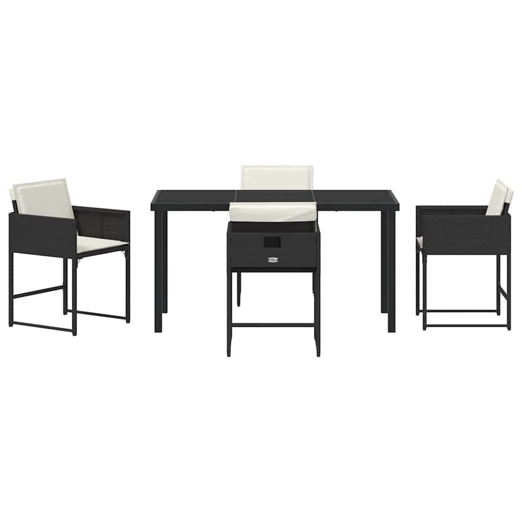 vidaXL Ensemble repas de jardin 5 pcs résine tressée noir