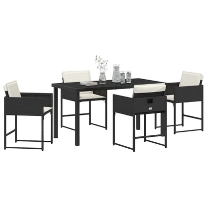 vidaXL Ensemble repas de jardin 5 pcs résine tressée noir