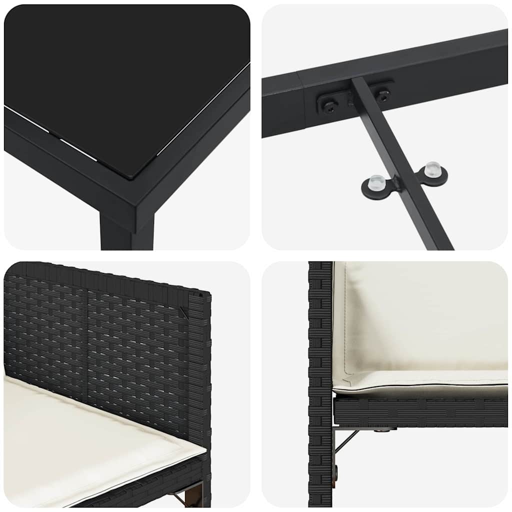 vidaXL Ensemble repas de jardin 5 pcs résine tressée noir