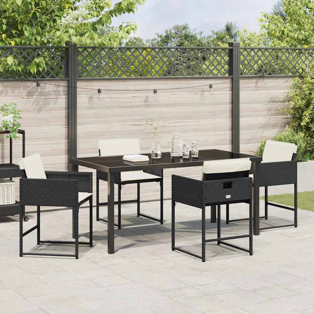 vidaXL Ensemble repas de jardin 5 pcs résine tressée noir