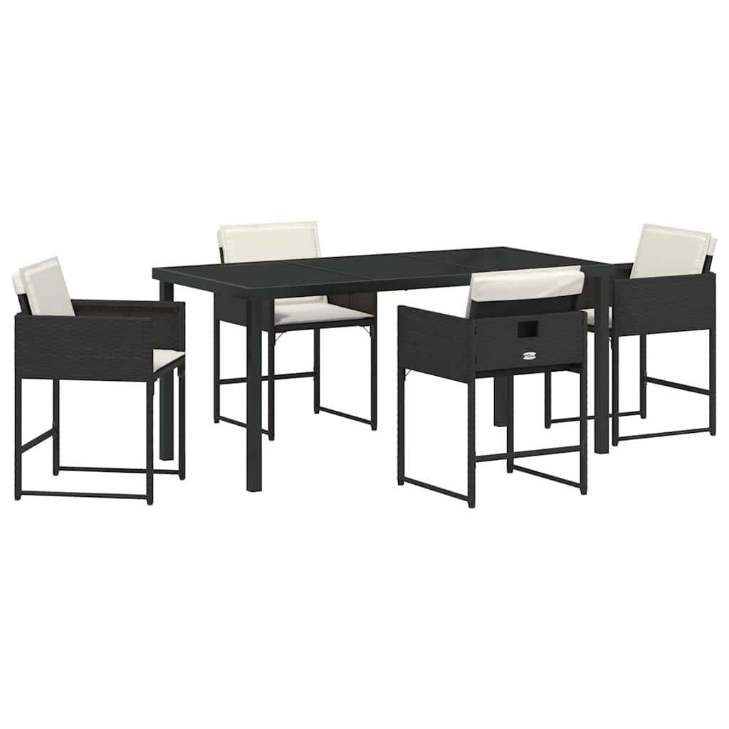 vidaXL Ensemble repas de jardin 5 pcs résine tressée noir