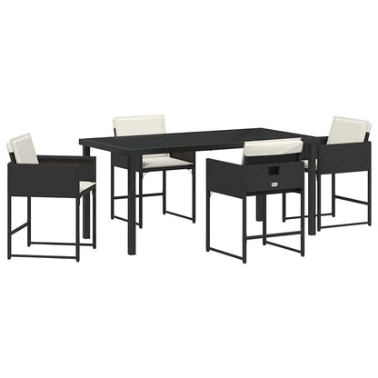 vidaXL Ensemble repas de jardin 5 pcs résine tressée noir