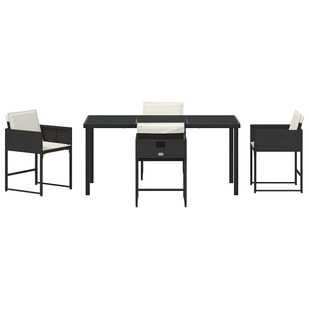 vidaXL Ensemble repas de jardin 5 pcs résine tressée noir
