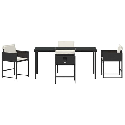 vidaXL Ensemble repas de jardin 5 pcs résine tressée noir