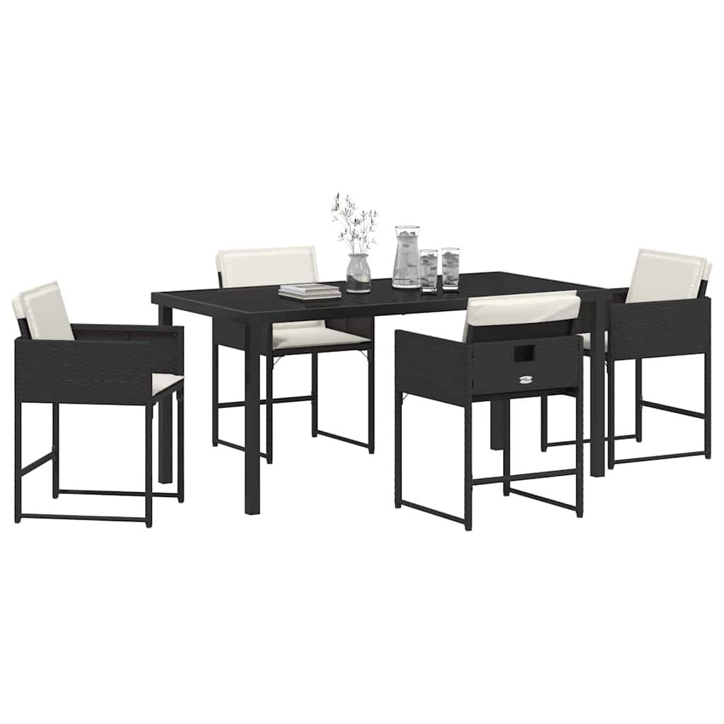 vidaXL Ensemble repas de jardin 5 pcs résine tressée noir