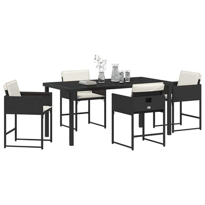 vidaXL Ensemble repas de jardin 5 pcs résine tressée noir