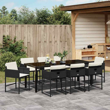 vidaXL Garten Essgruppe 9 pcs Schwarz Poly-Rattan