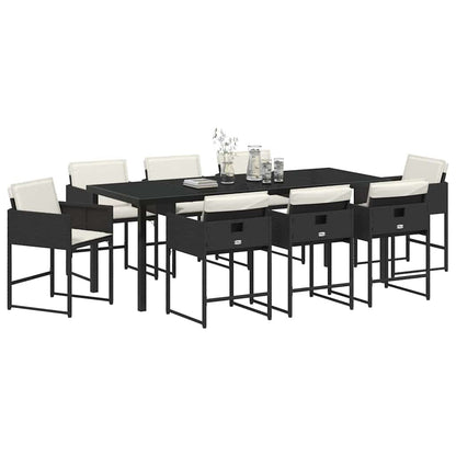 vidaXL Garten Essgruppe 9 pcs Schwarz Poly-Rattan