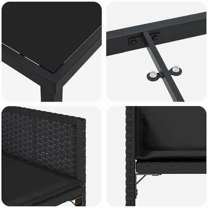 vidaXL Ensemble repas de jardin 5 pcs résine tressée noir