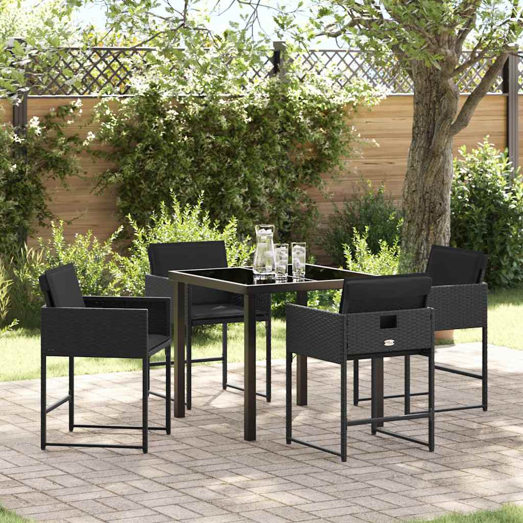 vidaXL Ensemble repas de jardin 5 pcs résine tressée noir