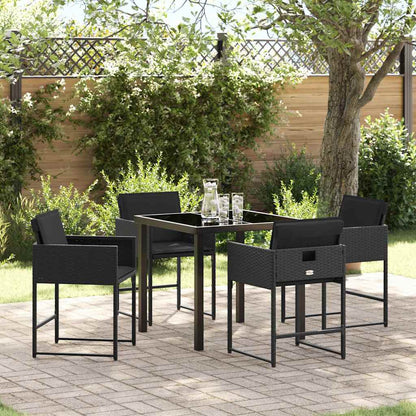vidaXL Ensemble repas de jardin 5 pcs résine tressée noir