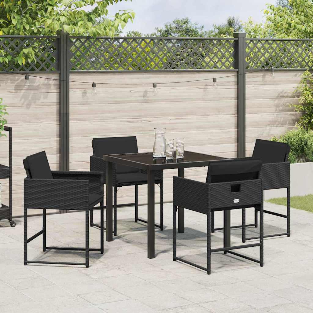 vidaXL Ensemble repas de jardin 5 pcs résine tressée noir