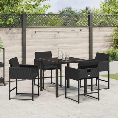 vidaXL Ensemble repas de jardin 5 pcs résine tressée noir