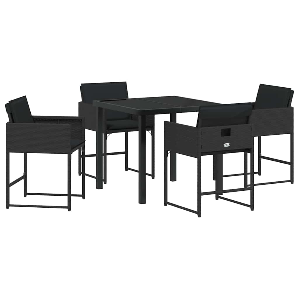 vidaXL Ensemble repas de jardin 5 pcs résine tressée noir