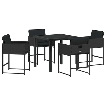 vidaXL Ensemble repas de jardin 5 pcs résine tressée noir
