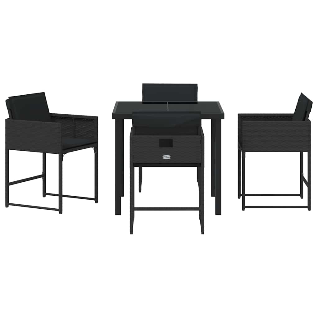 vidaXL Ensemble repas de jardin 5 pcs résine tressée noir
