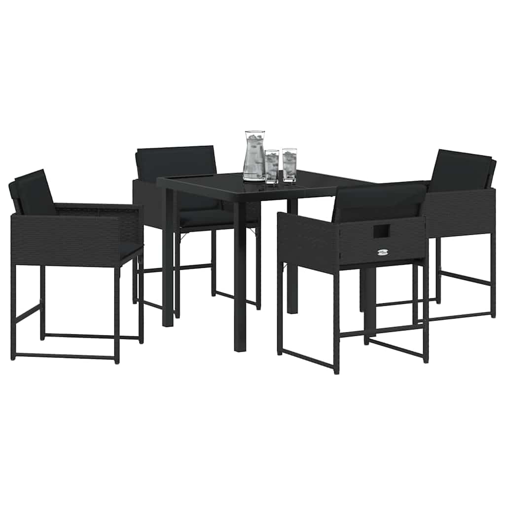 vidaXL Ensemble repas de jardin 5 pcs résine tressée noir