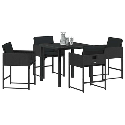 vidaXL Ensemble repas de jardin 5 pcs résine tressée noir