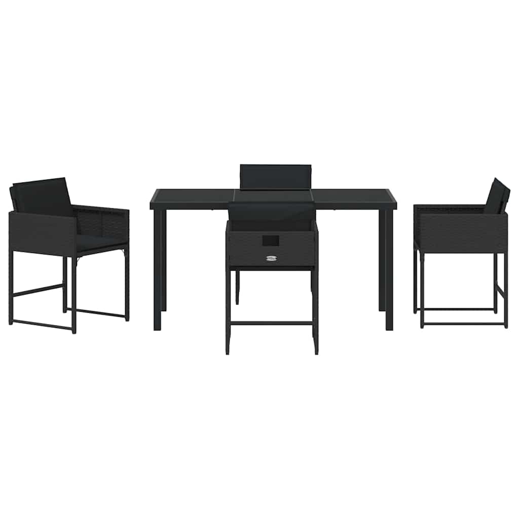vidaXL Garten Essgruppe 5 pcs Schwarz Poly-Rattan