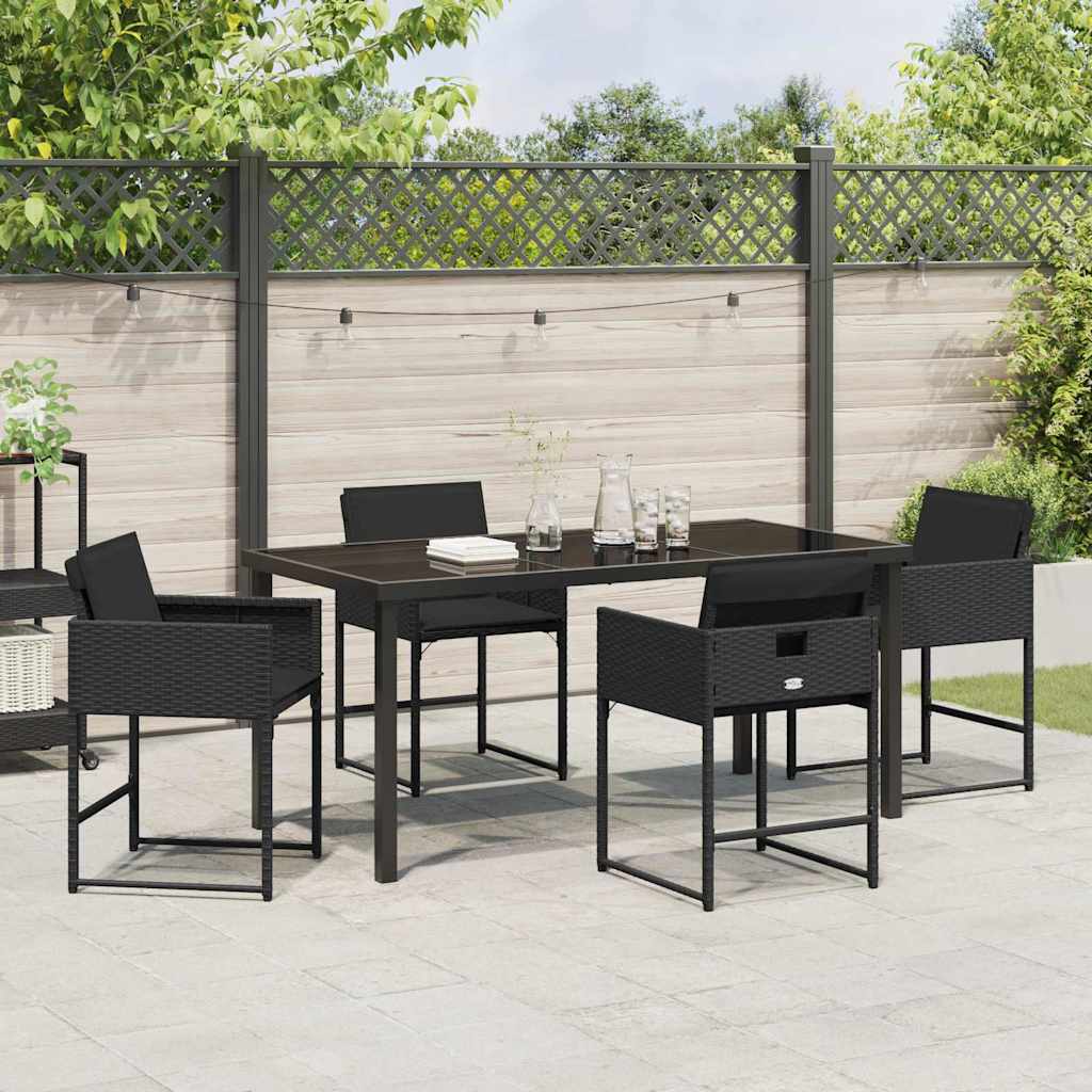 vidaXL Garten Essgruppe 5 pcs Schwarz Poly-Rattan