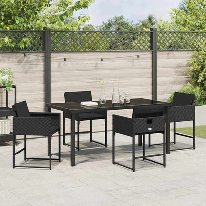 vidaXL Garten Essgruppe 5 pcs Schwarz Poly-Rattan