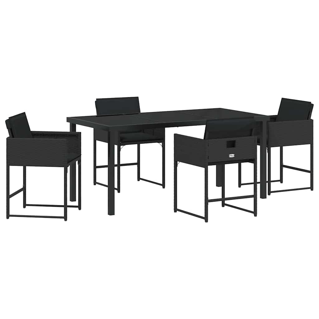 vidaXL Garten Essgruppe 5 pcs Schwarz Poly-Rattan
