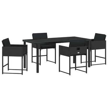 vidaXL Garten Essgruppe 5 pcs Schwarz Poly-Rattan