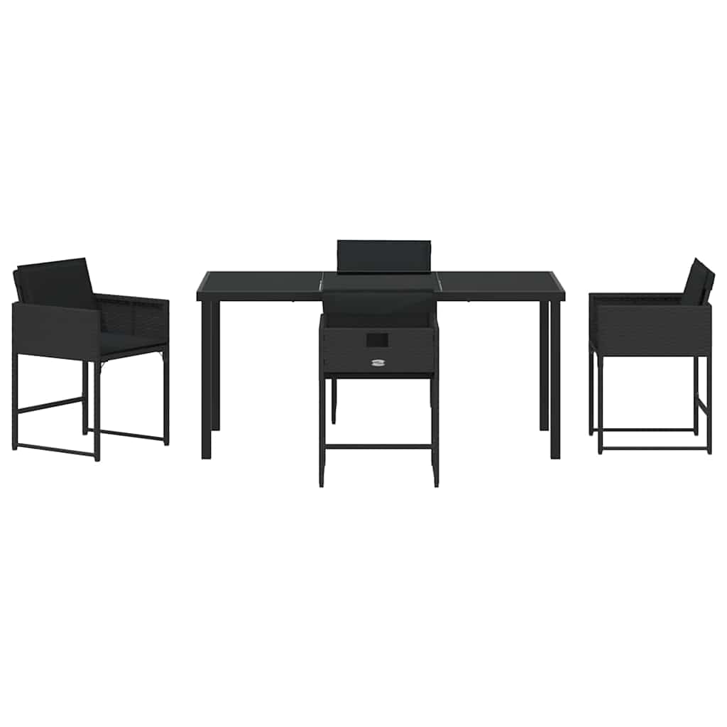 vidaXL Garten Essgruppe 5 pcs Schwarz Poly-Rattan