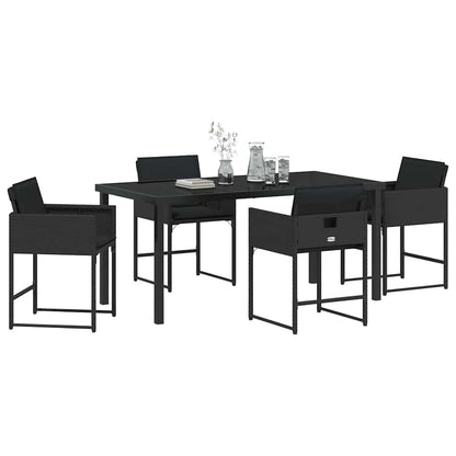 vidaXL Garten Essgruppe 5 pcs Schwarz Poly-Rattan