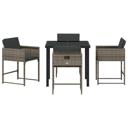 vidaXL Garten Essgruppe 5 pcs Grau Poly-Rattan