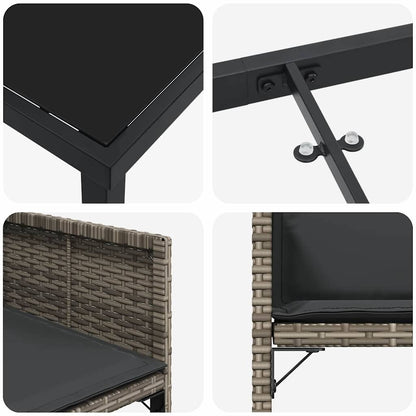 Garten Essgruppe 5 pcs Grau Poly-Rattan