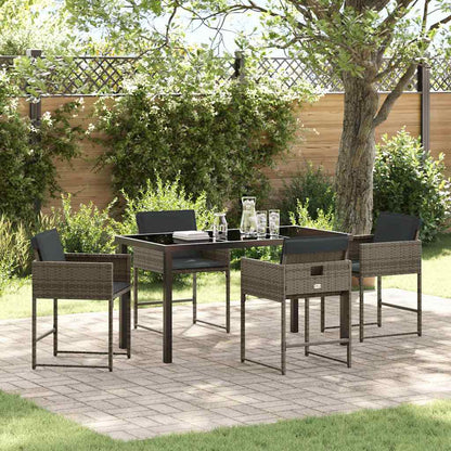 Garten Essgruppe 5 pcs Grau Poly-Rattan
