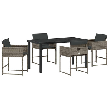 vidaXL Garten Essgruppe 5 pcs Grau Poly-Rattan