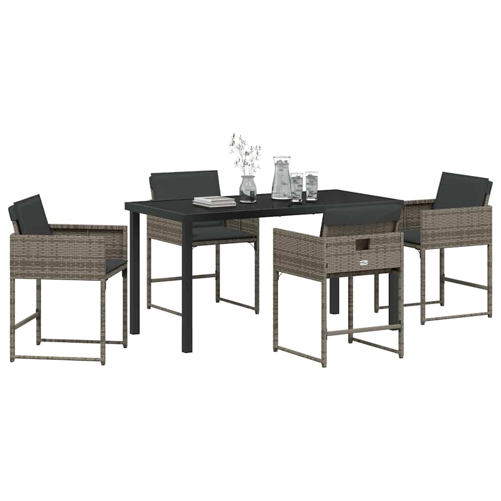 Garten Essgruppe 5 pcs Grau Poly-Rattan