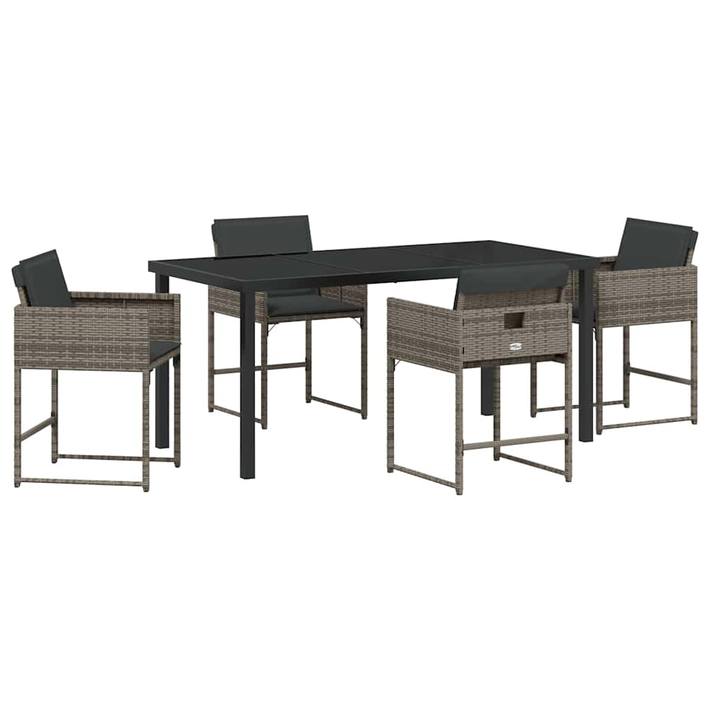 vidaXL Garten Essgruppe 5 pcs Grau Poly-Rattan