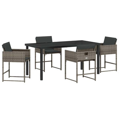 vidaXL Garten Essgruppe 5 pcs Grau Poly-Rattan