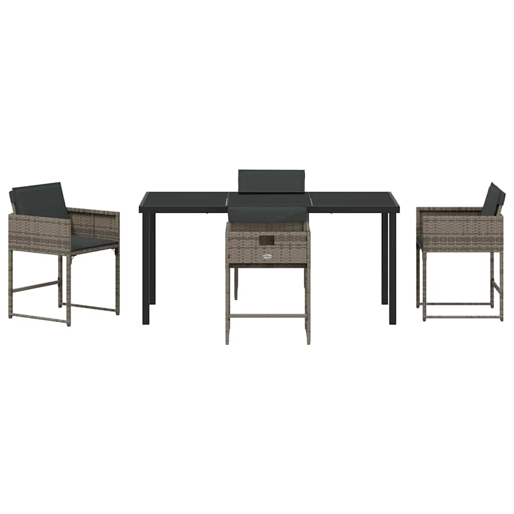 vidaXL Garten Essgruppe 5 pcs Grau Poly-Rattan