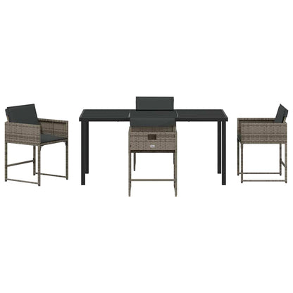 vidaXL Garten Essgruppe 5 pcs Grau Poly-Rattan