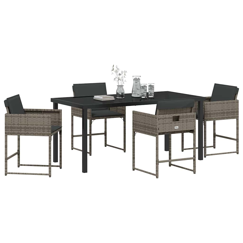 vidaXL Garten Essgruppe 5 pcs Grau Poly-Rattan