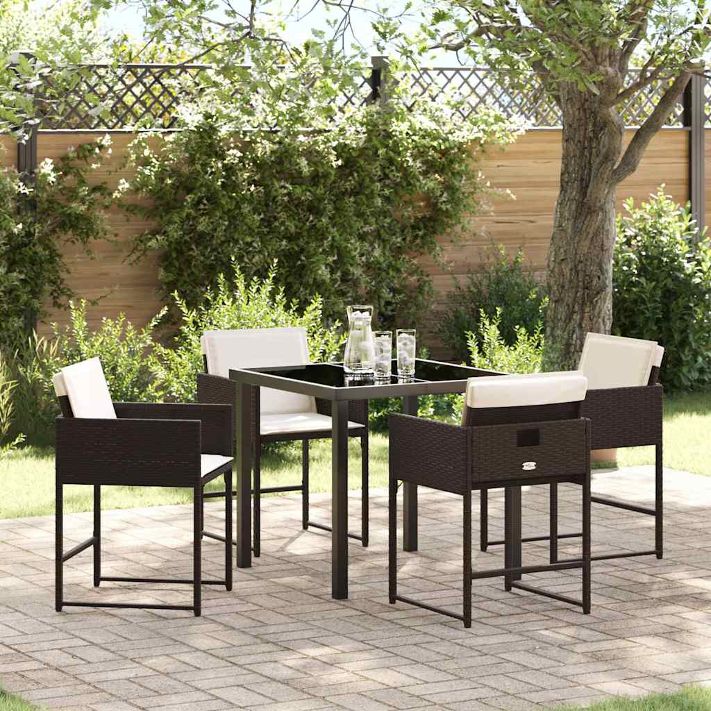 vidaXL Salon de jardin à dîner 5 pcs Résine tressée Marron