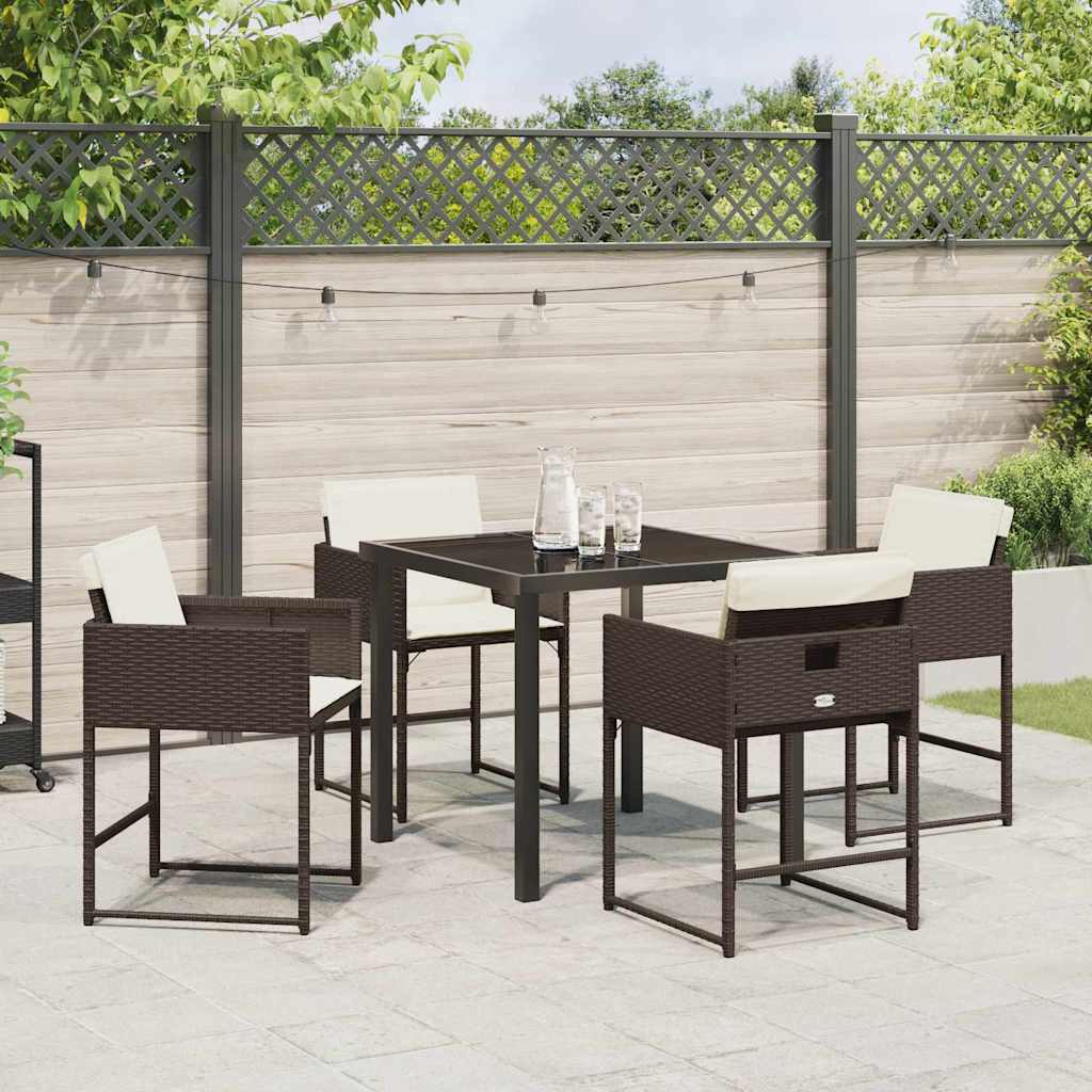 vidaXL Salon de jardin à dîner 5 pcs Résine tressée Marron