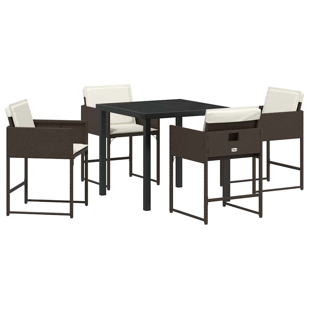 vidaXL Salon de jardin à dîner 5 pcs Résine tressée Marron