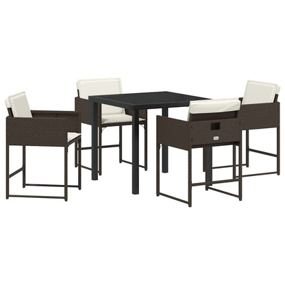 vidaXL Salon de jardin à dîner 5 pcs Résine tressée Marron