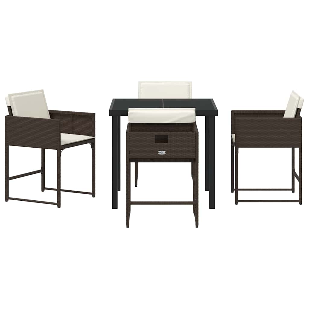vidaXL Salon de jardin à dîner 5 pcs Résine tressée Marron