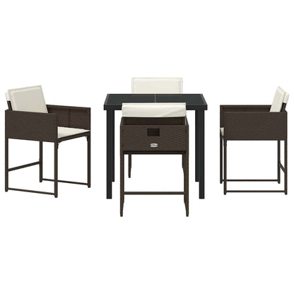 vidaXL Salon de jardin à dîner 5 pcs Résine tressée Marron
