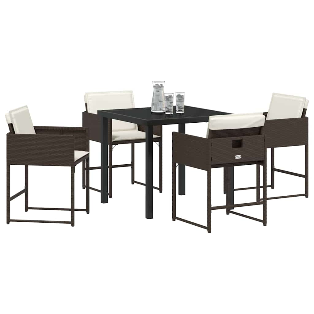 vidaXL Salon de jardin à dîner 5 pcs Résine tressée Marron