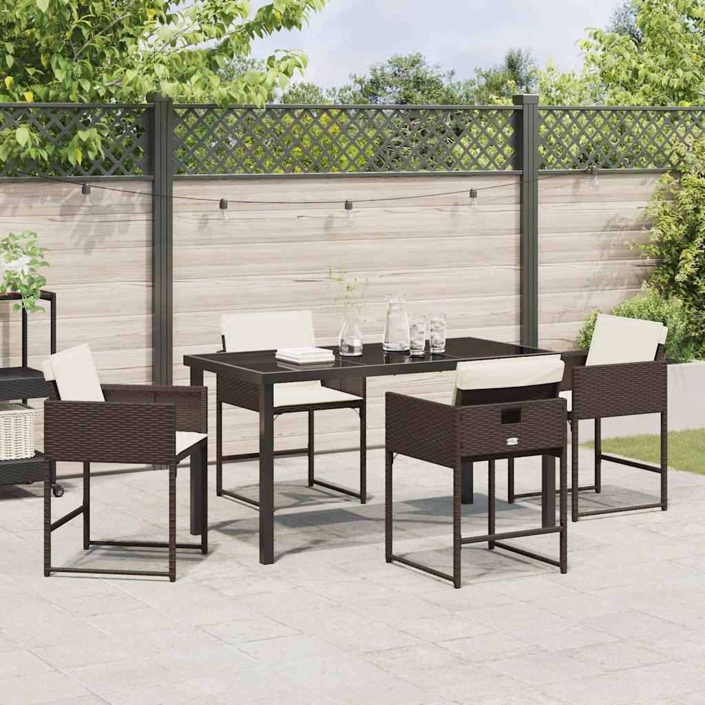 vidaXL Salon de jardin à dîner 5 pcs Résine tressée Marron