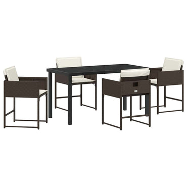 vidaXL Garten Essgruppe 5 pcs Braun Poly-Rattan