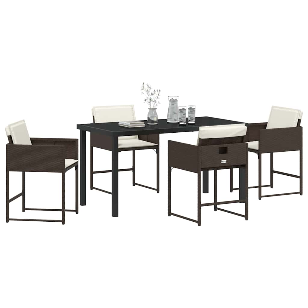 vidaXL Salon de jardin à dîner 5 pcs Résine tressée Marron