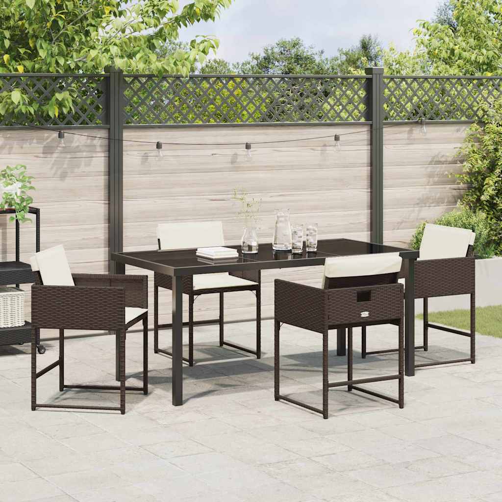 vidaXL Garten Essgruppe 5 pcs Braun Poly-Rattan